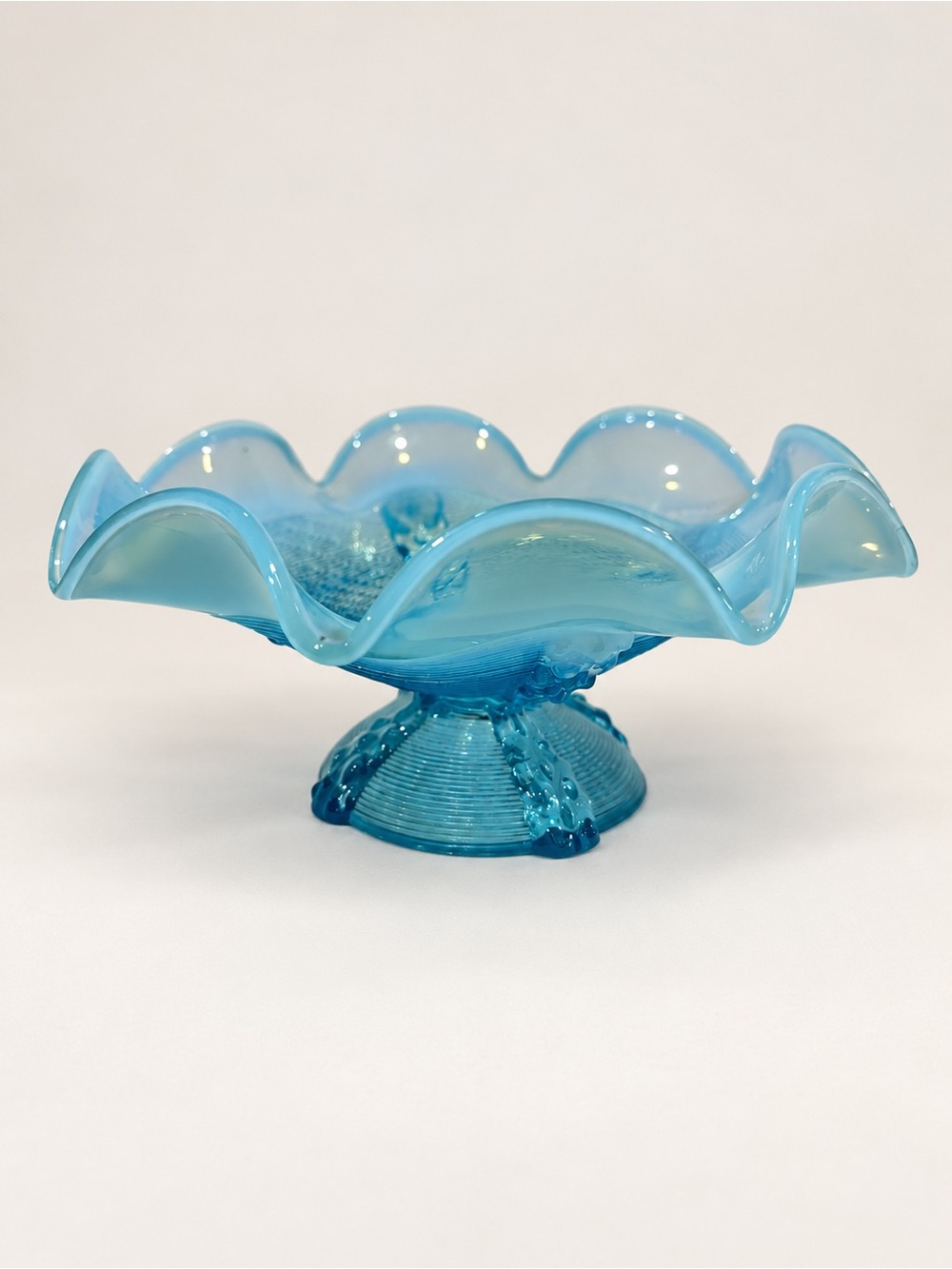 Antique - Northwood - Button Panels Blue
Opalescent Glass Compote